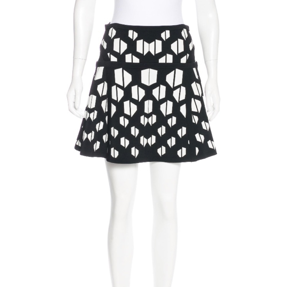 DVF Knit Stretch Fit and Flare Patterned Skirt